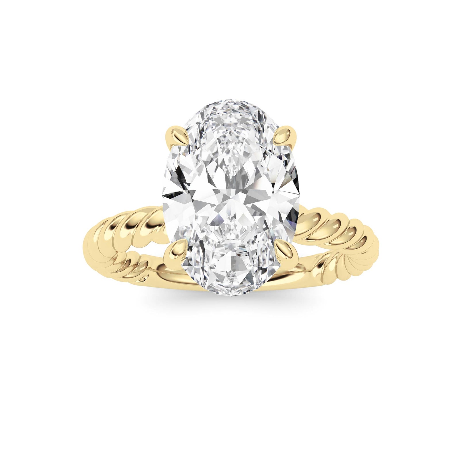 LAB GROWN OVAL DIAMOND 2.98ct ROPE SOLITAIRE ENGAGEMENT RING