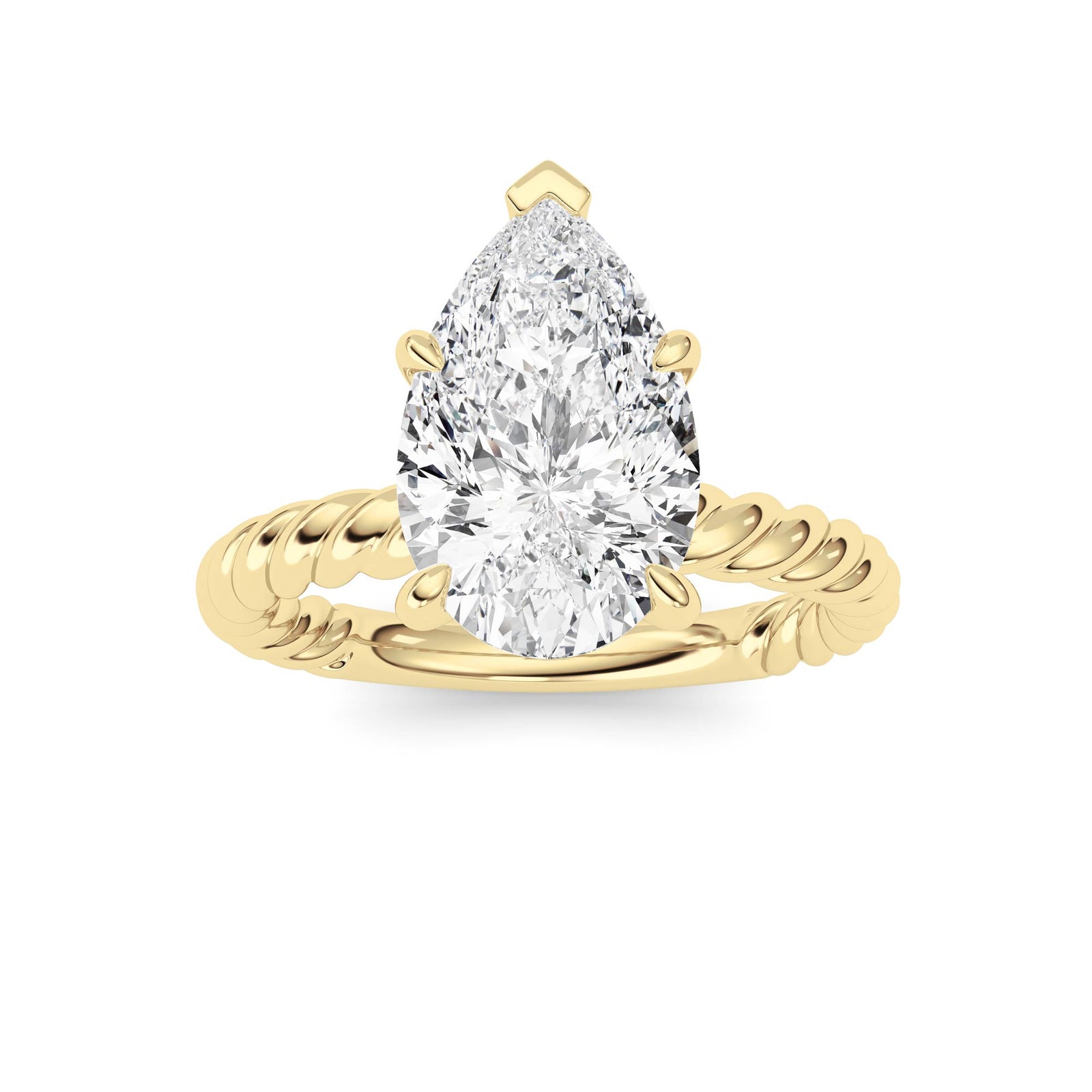 LAB GROWN PEAR DIAMOND 2.99ct ROPE SOLITAIRE ENGAGEMENT RING