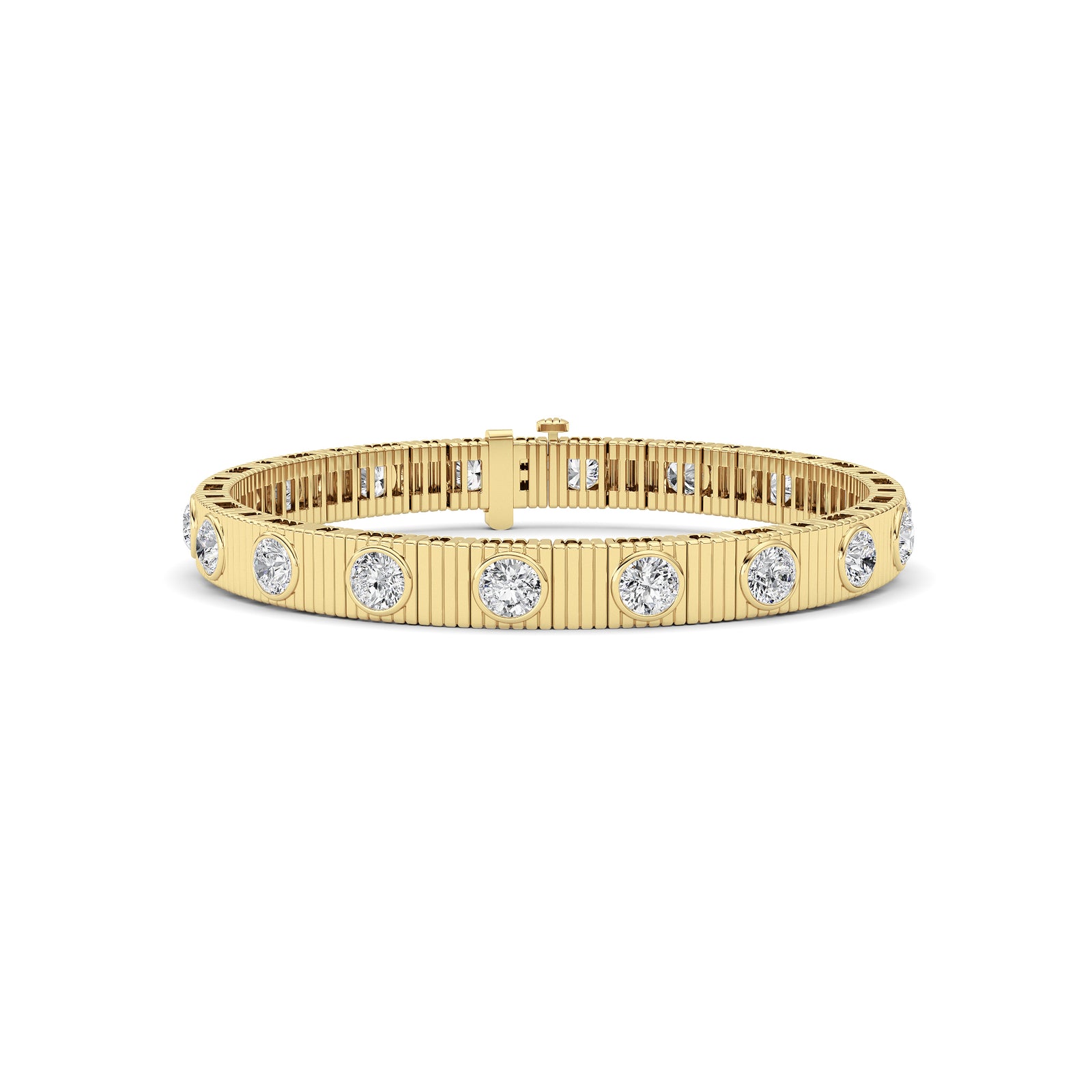 LAB GROWN ROUND DIAMONDS 7CTW BEZEL LINK BRACELET
