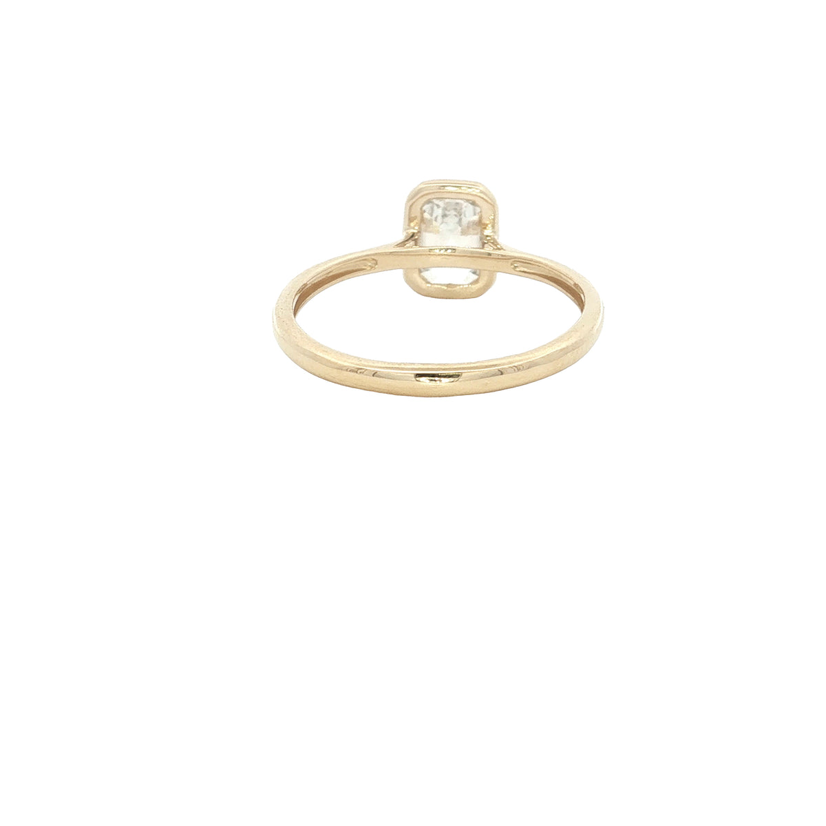 0.99 CT Emerald-Cut Lab-Grown Diamond Bezel Solitaire Engagement Ring