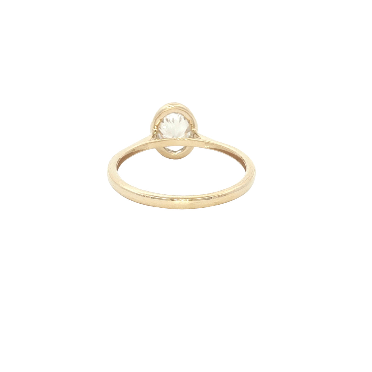 1.02 CT Oval Lab-Grown Diamond Bezel Solitaire Engagement Ring
