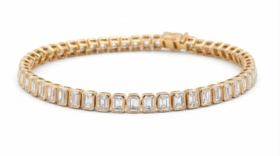 LAB GROWN EMERALD DIAMONDS 9.00CTW BEZEL TENNIS BRACELET