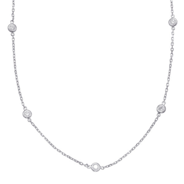 White Gold Diamond By The Yard Necklace-0.72ctw