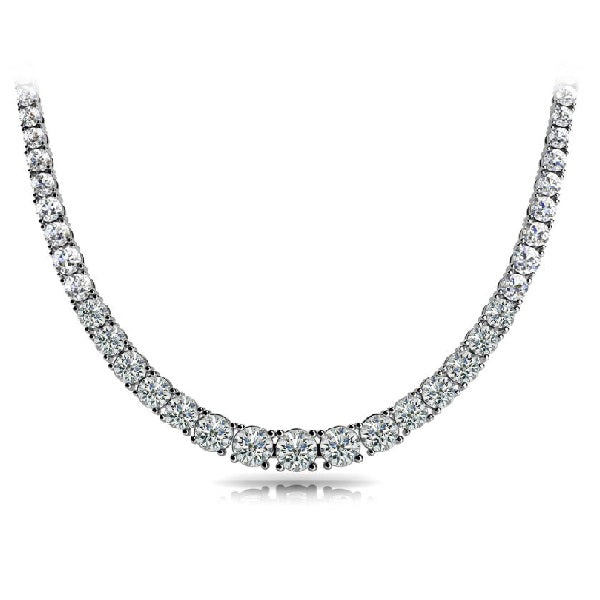 White Gold Four Prong Diamond Necklace-11.82ctw