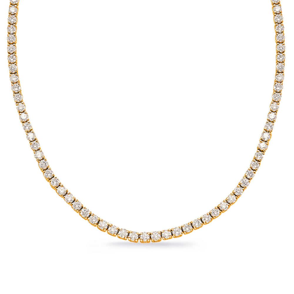Yellow Gold Four Prong Tennis Necklace