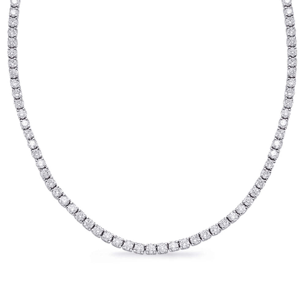 White Gold Four Prong Necklace-8.37ctw