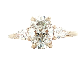 LAB GROWN OVAL AND PEAR DIAMONDS 1.85ctw THREE STONE RING