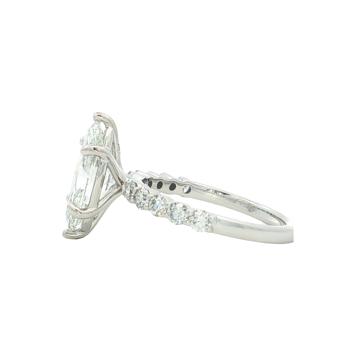 LAB GROWN MARQUISE AND ROUND DIAMONDS 3.13ctw PRONG SET RING