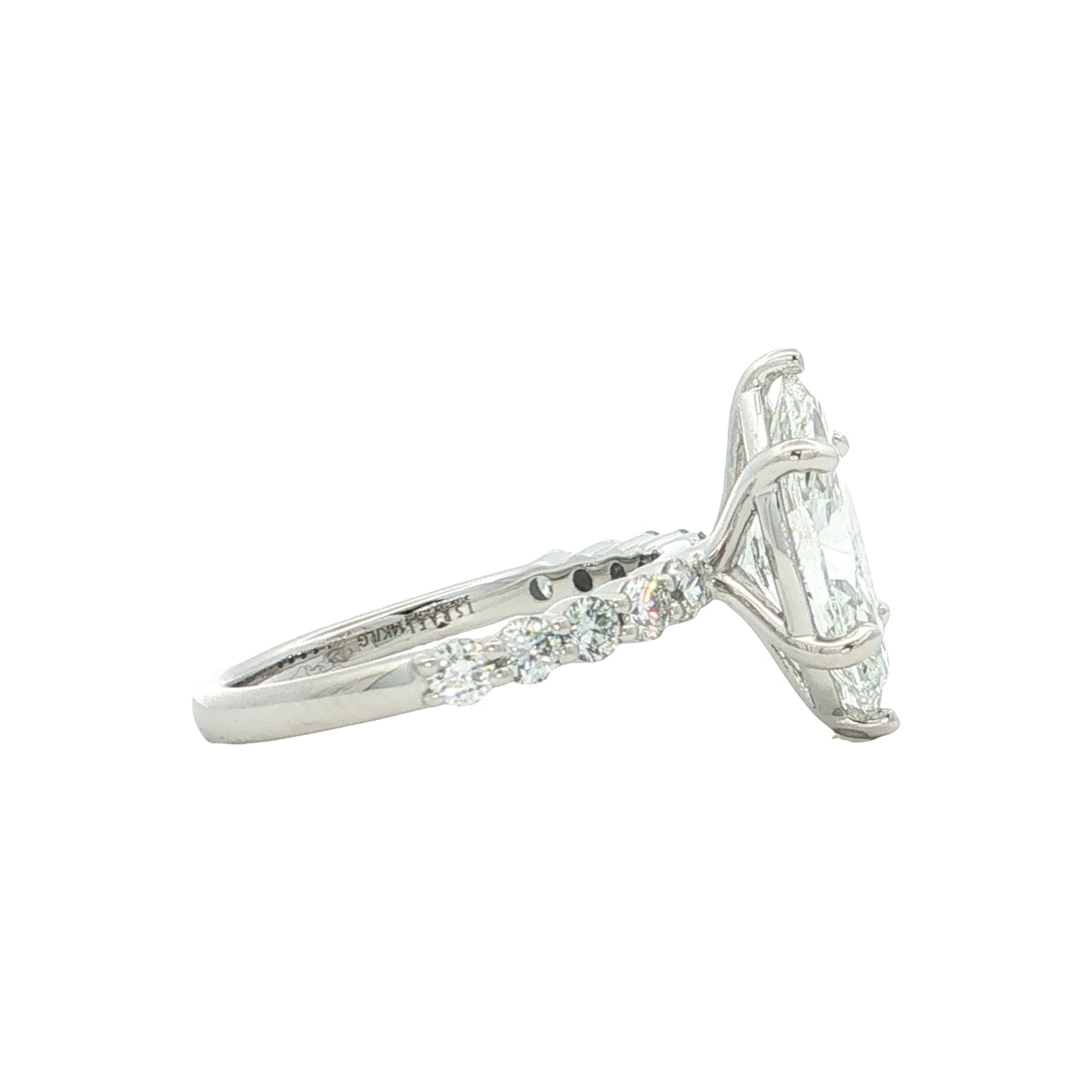 LAB GROWN MARQUISE AND ROUND DIAMONDS 3.13ctw PRONG SET RING