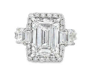 LAB GROWN EMERALD CUT 8.05ctw HALO RING