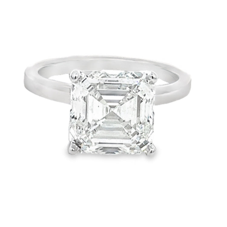 LAB GROWN ASSHER & ROUND DIAMONDS 5.14CTW SOLITAIRE RING