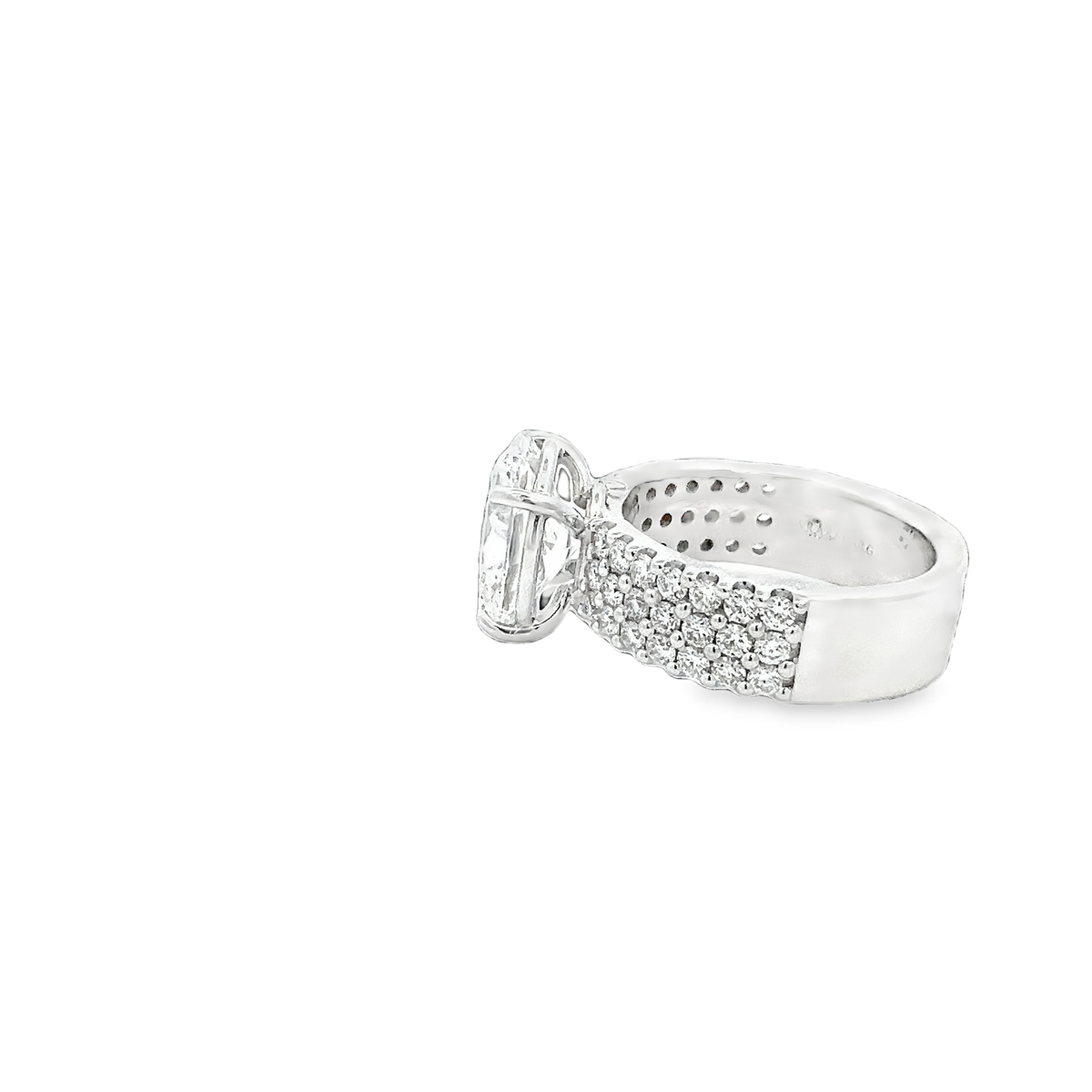 LAB GROWN OVAL &amp; ROUND DIAMONDS 4.59ctw THREE-ROW RING