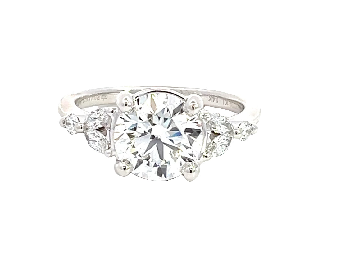 LAB GROWN ROUND &amp; MARQUISE DIAMONDS 2.55ctw PRONG SET RING