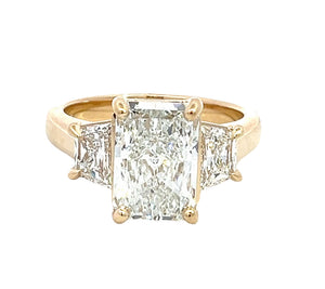 LAB GROWN RADIANT & TRAPEZOID DIAMONDS 3.57ctw THREE STONE RING