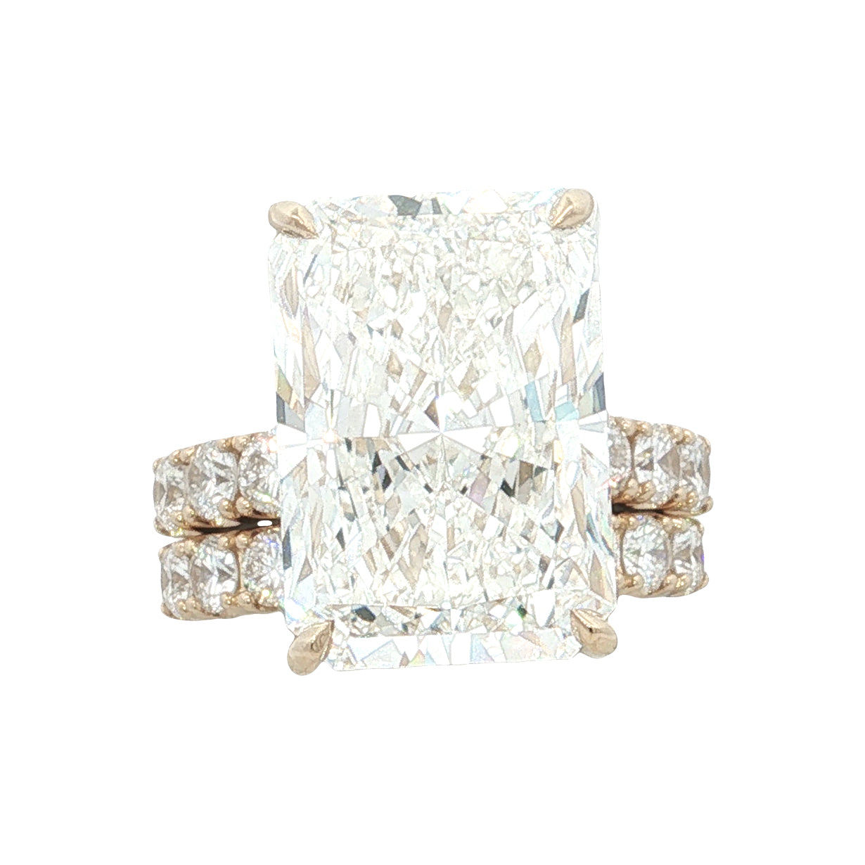 LAB GROWN RADIANT AND ROUND DIAMONDS  13ctw TWO PIECE WEDDING SET
