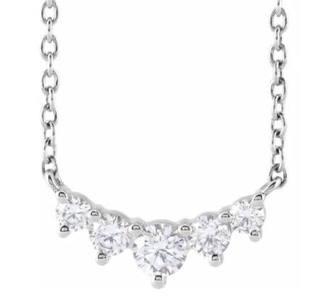LAB GROWN ROUND DIAMONDS 1/3ctw FIVE STONE NECKLACE