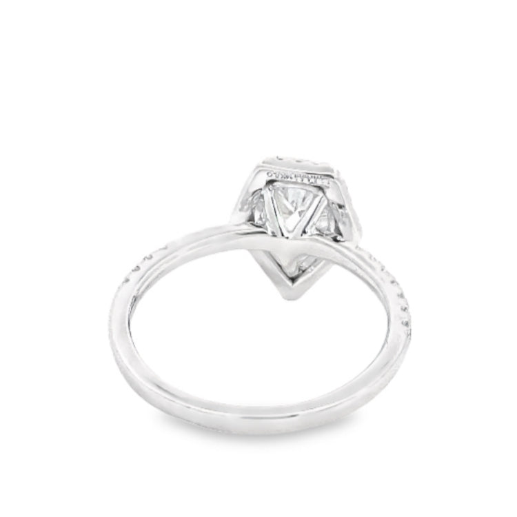 LAB GROWN PEAR AND ROUND DIAMONDS 1 1/3ctw FANCY HALO RING