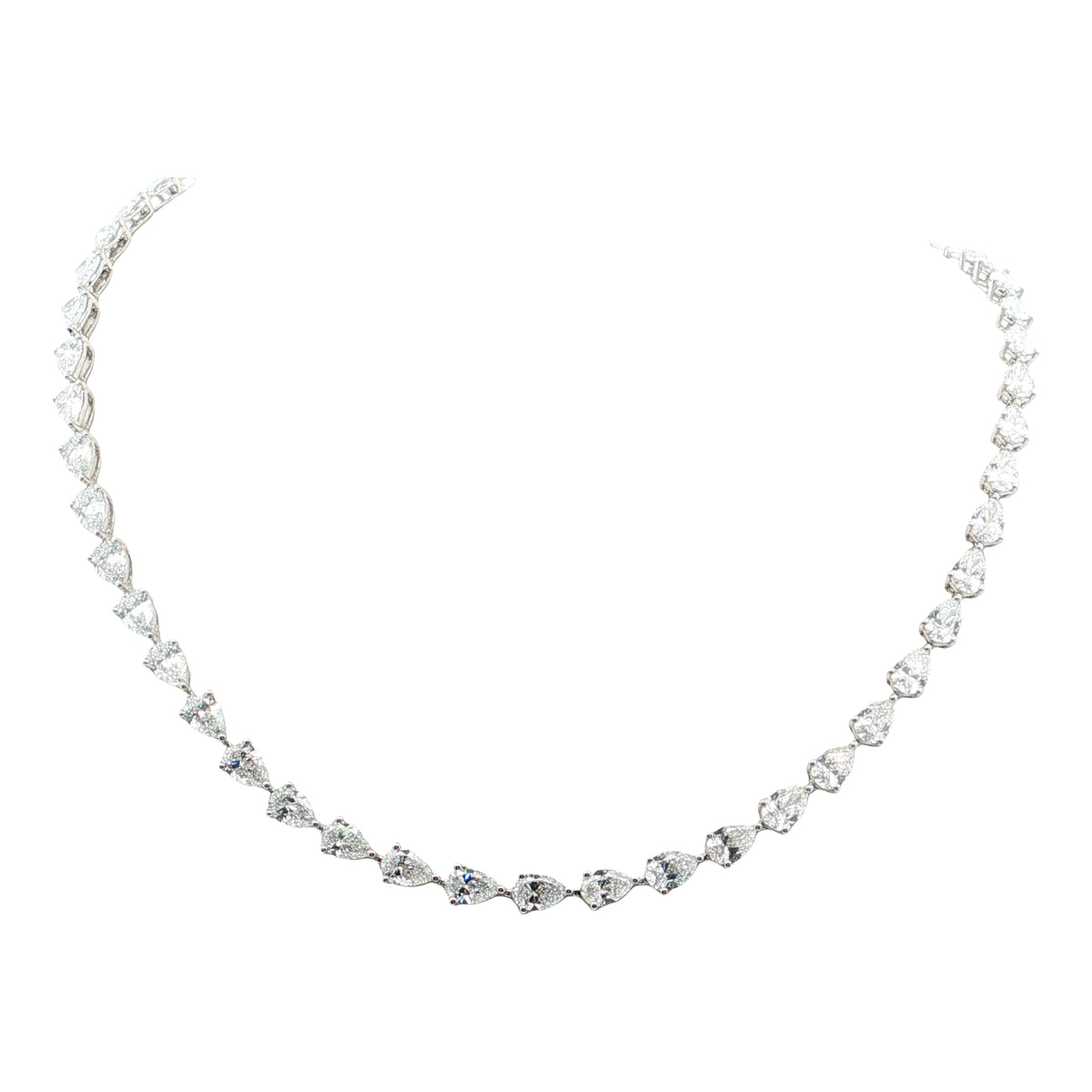 LAB GROWN PEAR DIAMONDS 21.82ctw TENNIS NECKLACE