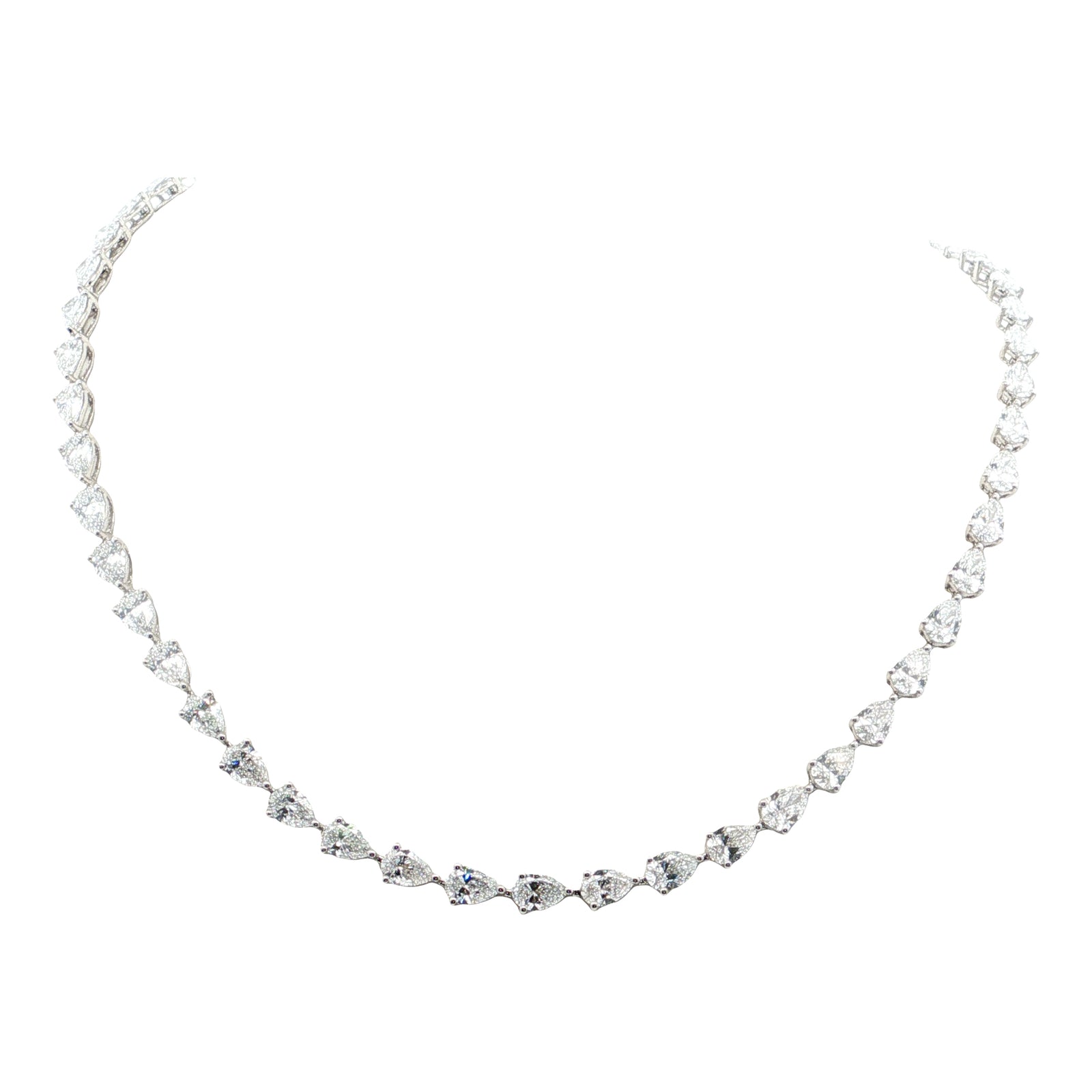 LAB GROWN PEAR DIAMONDS 21.82ctw TENNIS NECKLACE