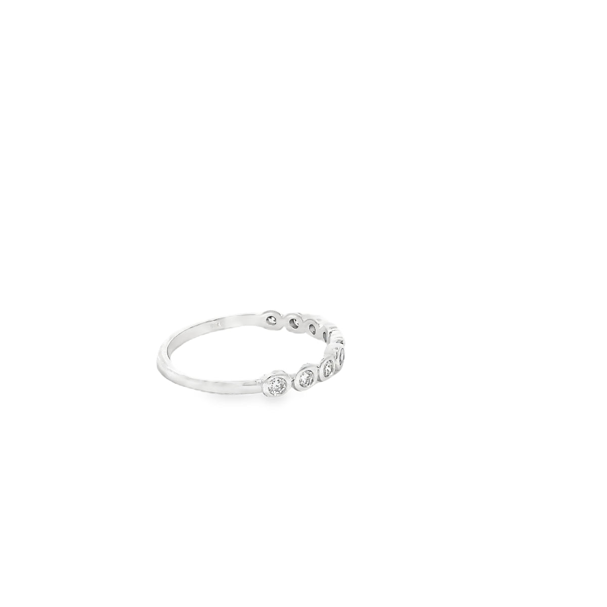LAB GROWN ROUND 1/5CTW BEZEL SET WEDDING BAND 14KT WHITE GOLD