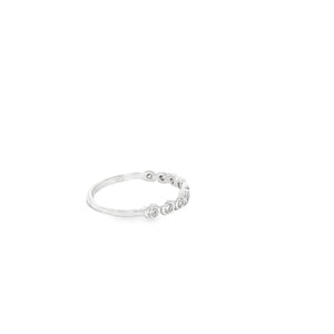 LAB GROWN ROUND 1/5CTW BEZEL SET WEDDING BAND 14KT WHITE GOLD
