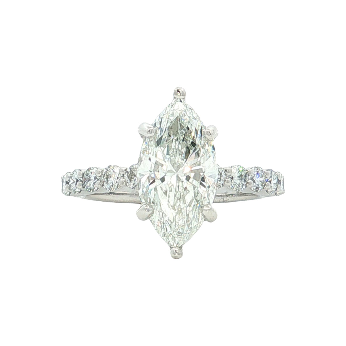 LAB GROWN MARQUISE AND ROUND DIAMONDS 3.13ctw PRONG SET RING
