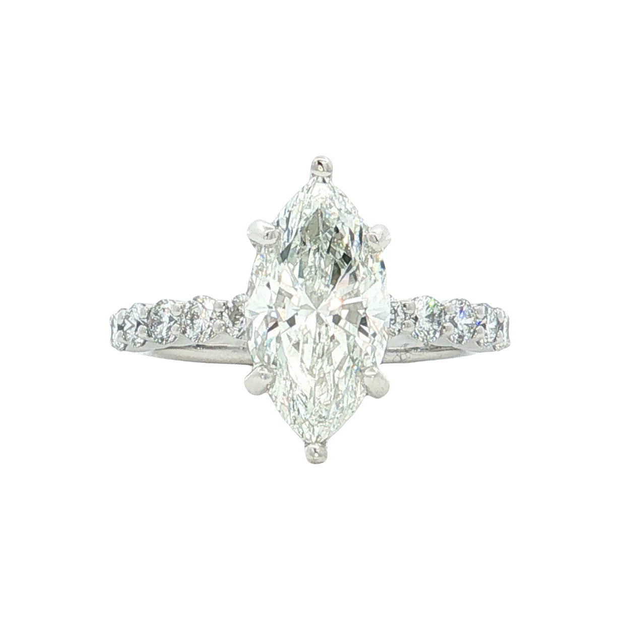 LAB GROWN MARQUISE AND ROUND DIAMONDS 3.13ctw PRONG SET RING