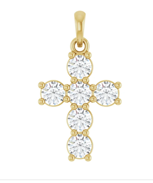 LAB GROWN ROUND DIAMONDS 1/2ctw CROSS PENDANT