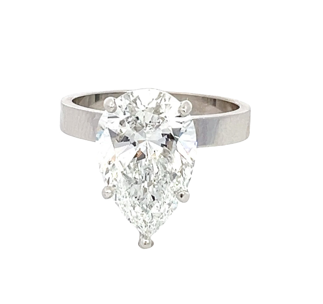 LAB GROWN PEAR DIAMOND 4.08ct SOLITAIRE ENGAGEMENT RING