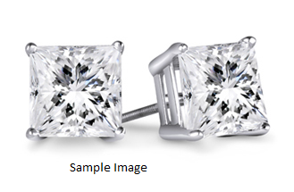 LAB GROWN PRINCESS CUT DIAMONDS 1.02ctw STUD EARRINGS