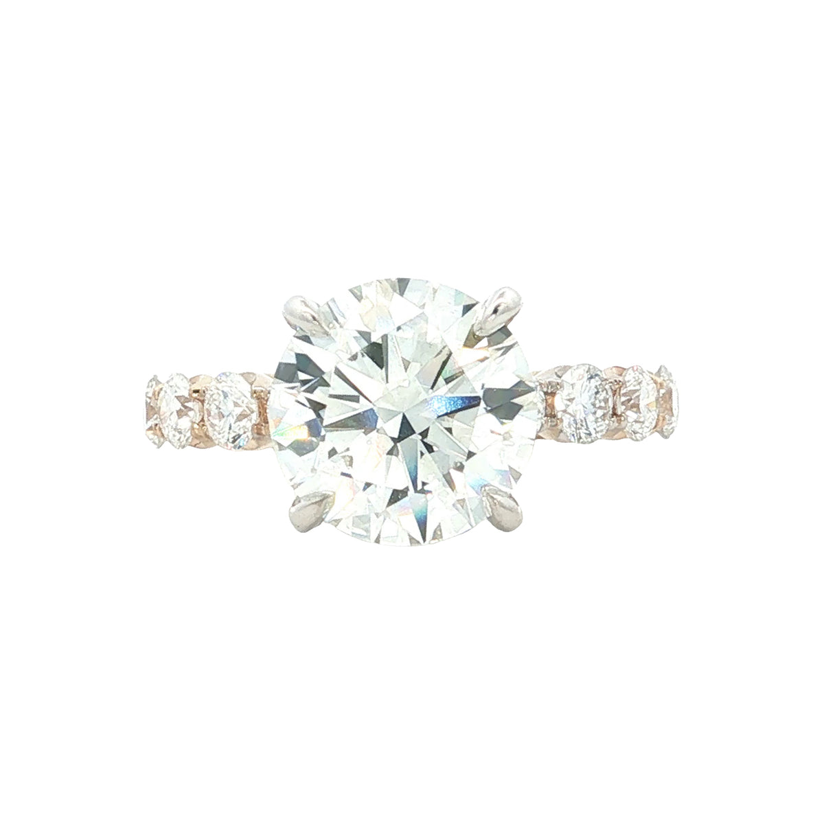 LAB GROWN ROUND DIAMONDS 3 3/4CTW PRONG SET RING