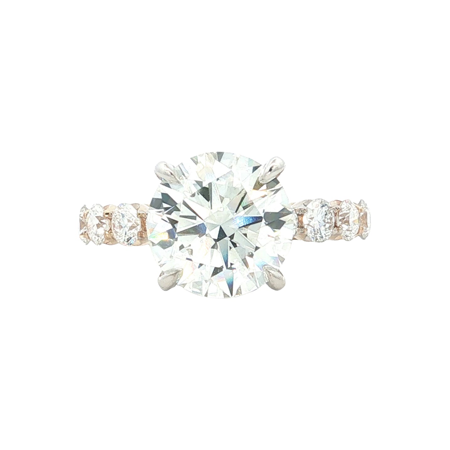 LAB GROWN ROUND DIAMONDS 3 3/4CTW PRONG SET RING