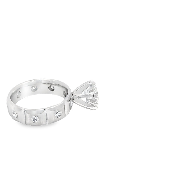 LAB GROUND ROUND DIAMONDS 3ctw FLUSH SET RING