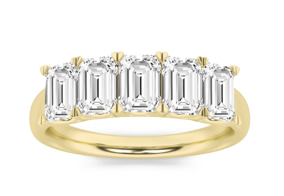 LAB GROWN EMERALD CUT DIAMONDS 2ctw FIVE STONE RING