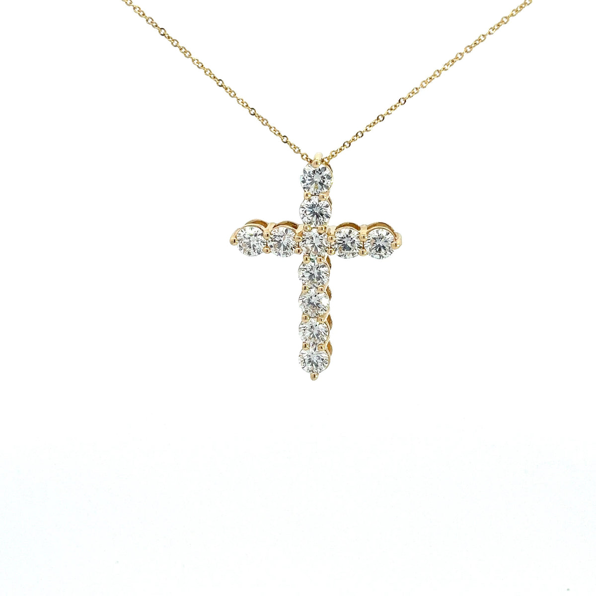 LAB GROWN ROUND DIAMONDS 1.17CTW PRONG SET CROSS PENDANT ON ADJUSTABLE 16"-18" CABLE CHAIN