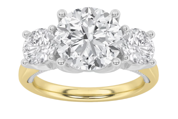 LAB GROWN ROUND DIAMONDS 4ctw THREE STONE RING