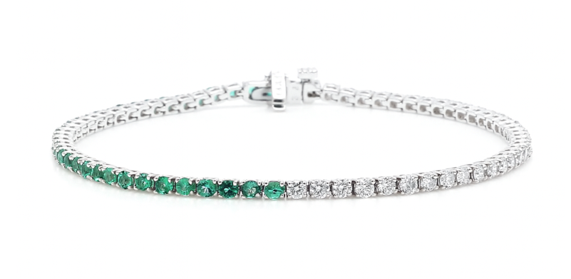 LAB GROWN ROUND EMERALDS AND DIAMONDS 3ctw TENNIS BRACELET