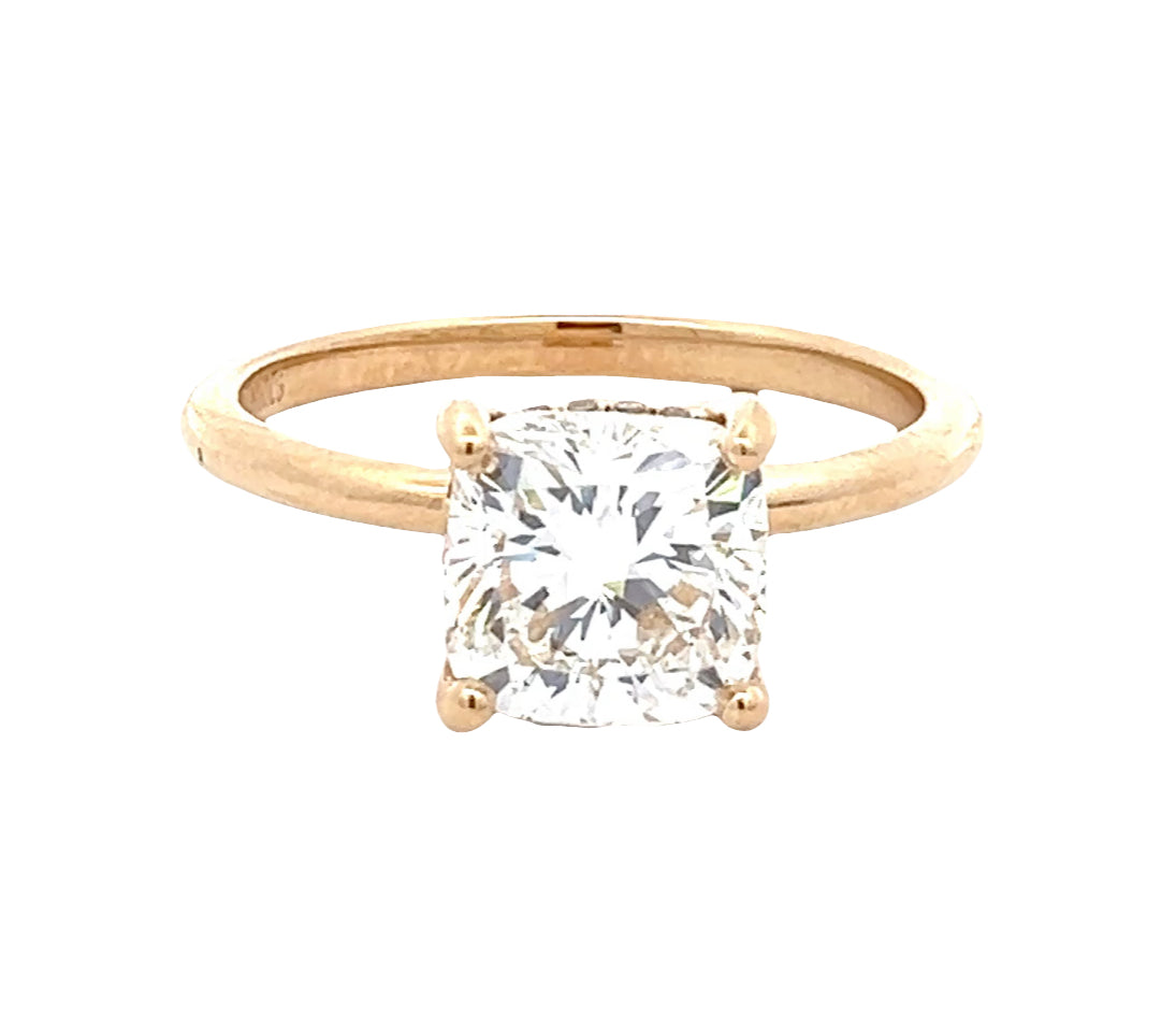 LAB GROWN CUSHION AND ROUND DIAMONDS 2.11ctw SOLITAIRE ENGAGEMENT RING