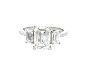 LAB GROWN EMERALD DIAMONDS 3.06ctw THREE STONE RING