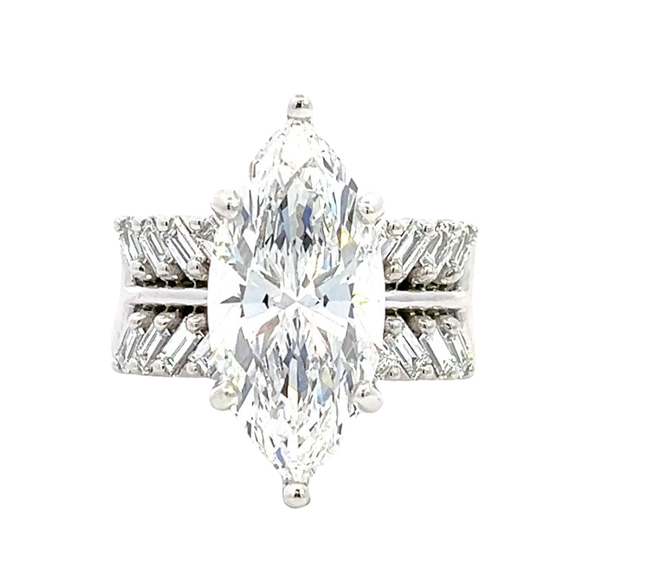 LAB GROWN MARQUISE &amp; BAGUETTE DIAMONDS 6.04ctw CUSTOM RING