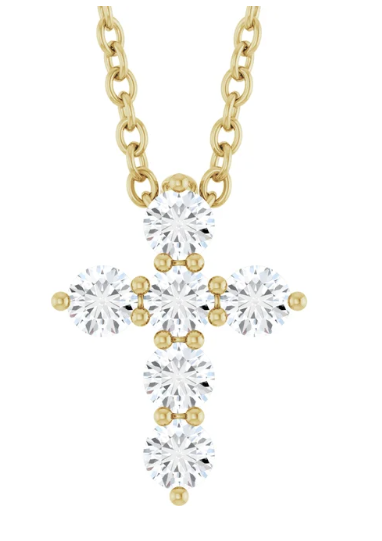 LAB GROWN ROUND DIAMONDS 3/8CTW CROSS NECKLACE