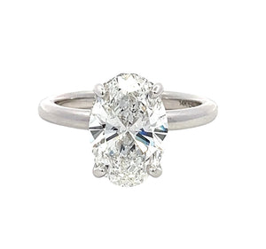 LAB GROWN OVAL & ROUND DIAMONDS 3.18ctw SOLITAIRE ENGAGEMENT RING