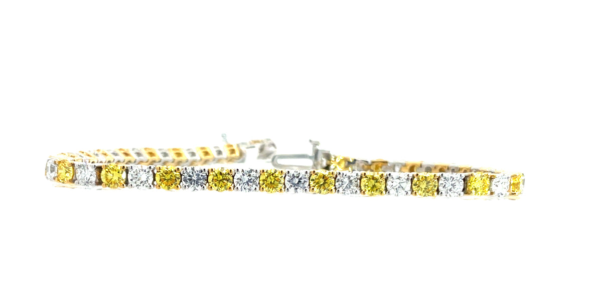 LAB GROWN ROUND DIAMONDS FANCY YELLOW & WHITE 5ctw TENNIS BRACELET