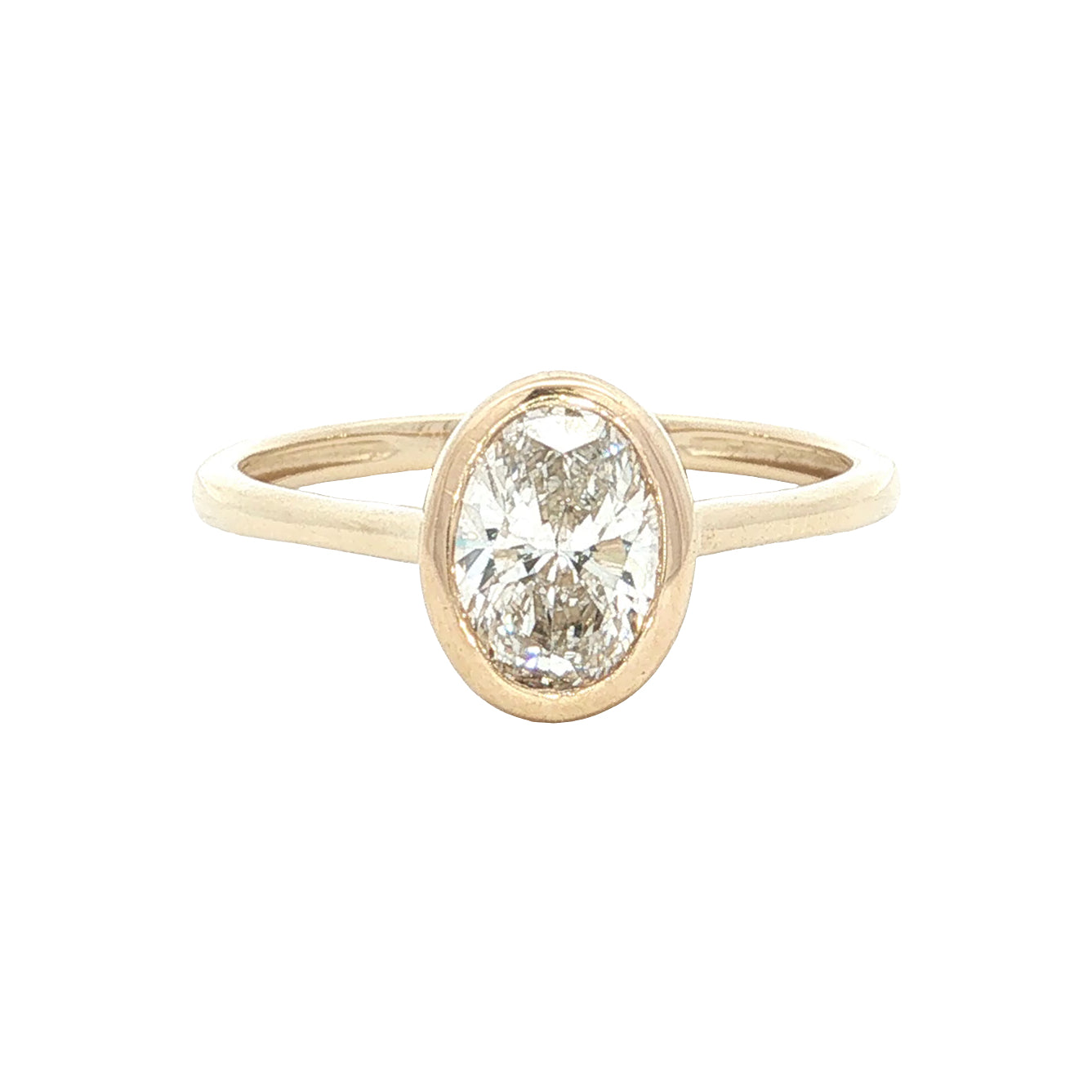 1.02 CT Oval Lab-Grown Diamond Bezel Solitaire Engagement Ring