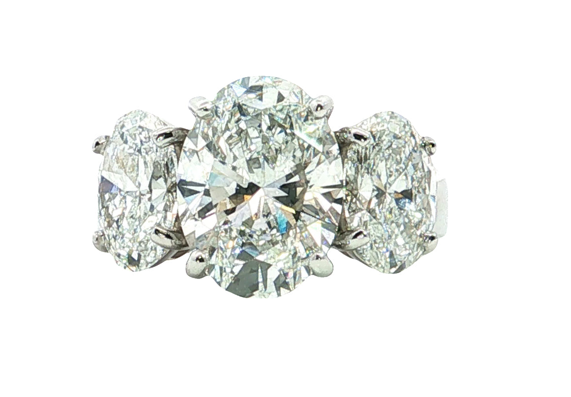 LAB GROWN OVAL DIAMONDS 7.27ctw THREE STONE RING