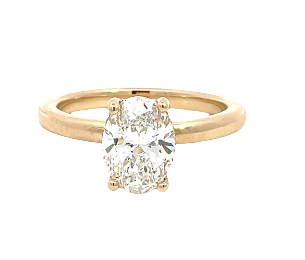 LAB GROWN OVAL &amp; ROUND DIAMONDS 1.69ctw SOLITAIRE ENGAGEMENT RING