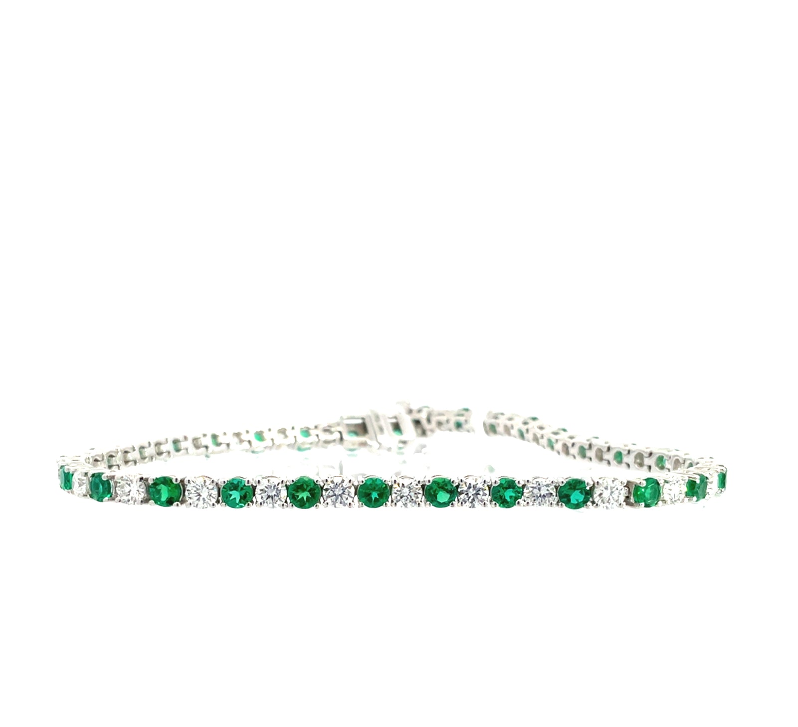 LAB GROWN ROUND EMERALDS AND DIAMONDS 3ctw TENNIS BRACELET