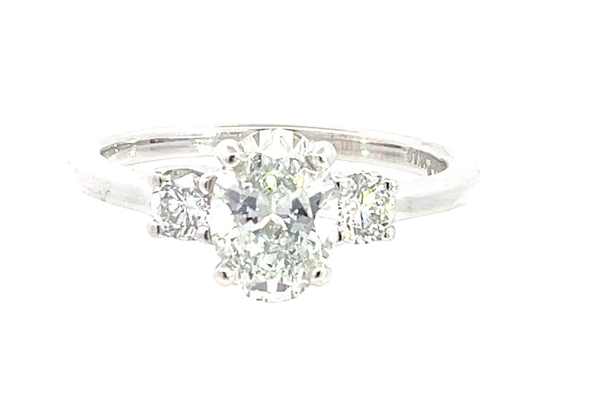 LAB GROWN OVAL & ROUND DIAMONDS 1.38ctw PRONG SET RING