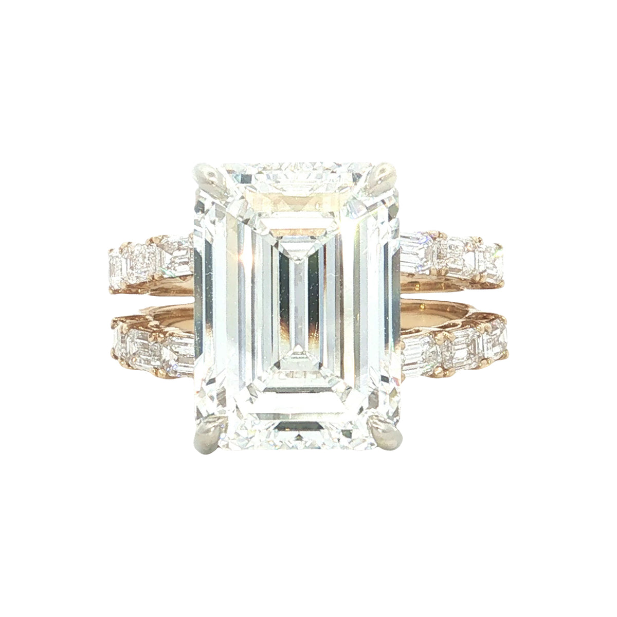 LAB GROWN EMERALD CUT DIAMONDS 9.54ctw SPLIT SHANK RING