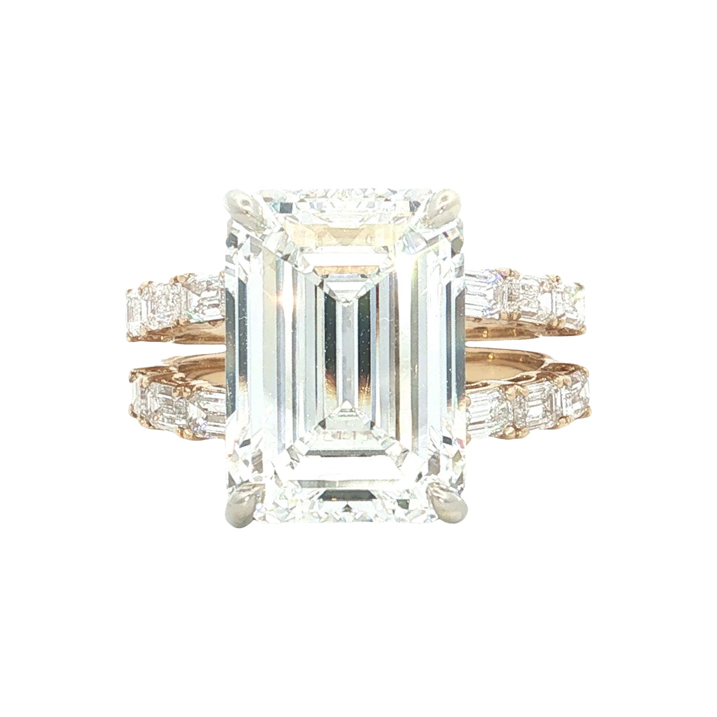 LAB GROWN EMERALD CUT DIAMONDS 9.54ctw SPLIT SHANK RING